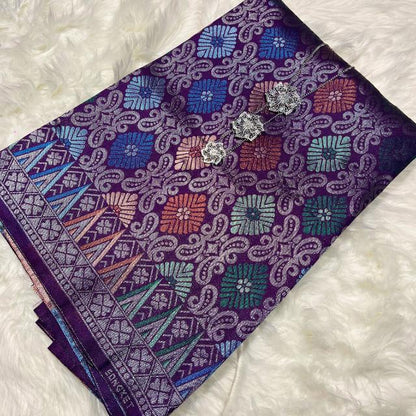 Teratai Perak Metallic Songket 44"
