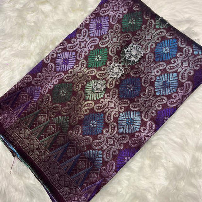 Teratai Perak Metallic Songket 44"