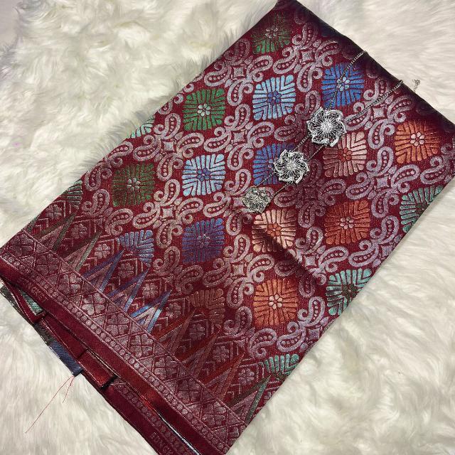 Teratai Perak Metallic Songket 44"