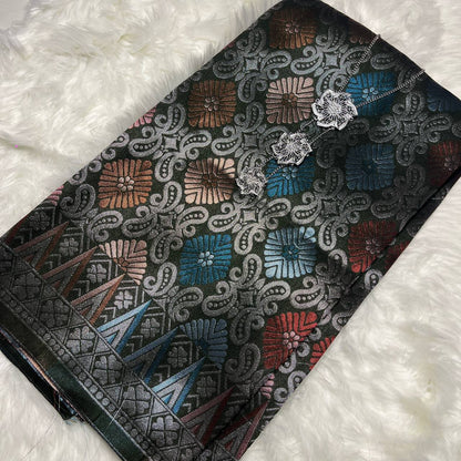 Teratai Perak Metallic Songket 44"