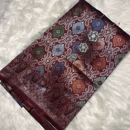 Teratai Perak Metallic Songket 44"