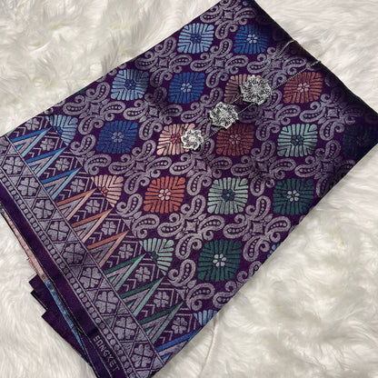 Teratai Perak Metallic Songket 44"