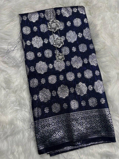 Cyberpunk Silver Metallic Songket 44"