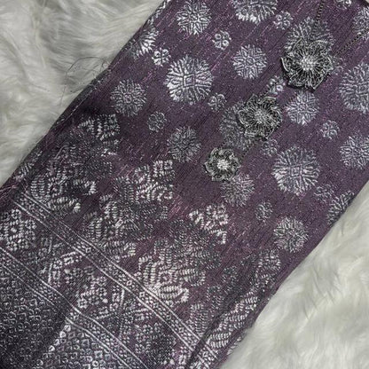 Cyberpunk Silver Metallic Songket 44"