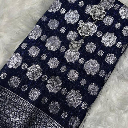Cyberpunk Silver Metallic Songket 44"