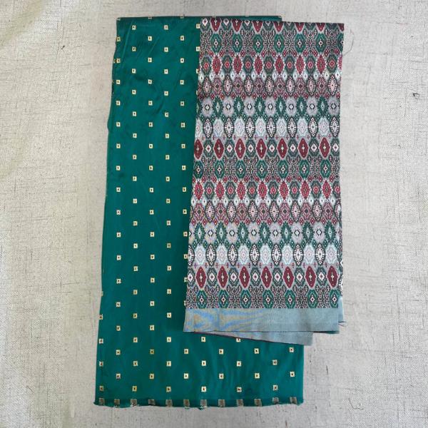 Tafetta Butti Plain and Ikkat Jacquard Combo Set