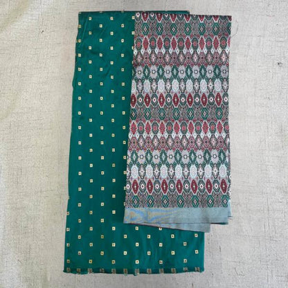 Tafetta Butti Plain and Ikkat Jacquard Combo Set