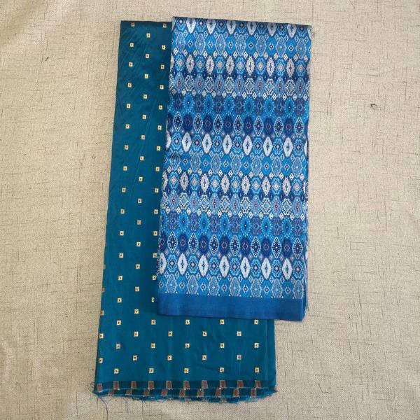 Tafetta Butti Plain and Ikkat Jacquard Combo Set