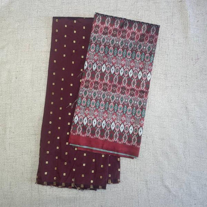 Tafetta Butti Plain and Ikkat Jacquard Combo Set