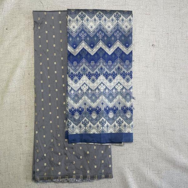 Tafetta Butti Plain and Ikkat Jacquard Combo Set