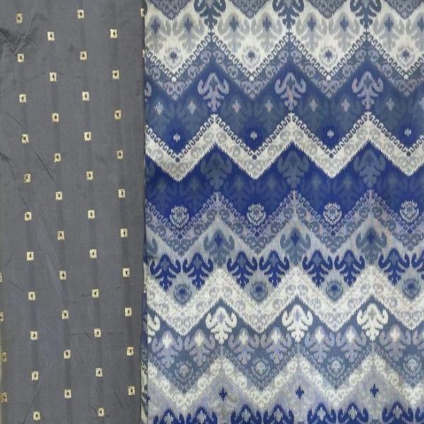 Tafetta Butti Plain and Ikkat Jacquard Combo Set