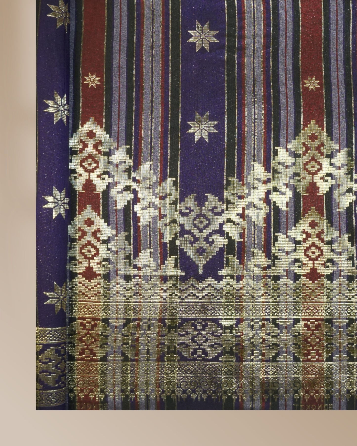 Songket Stripe Metallic Gold 44" Open Meter
