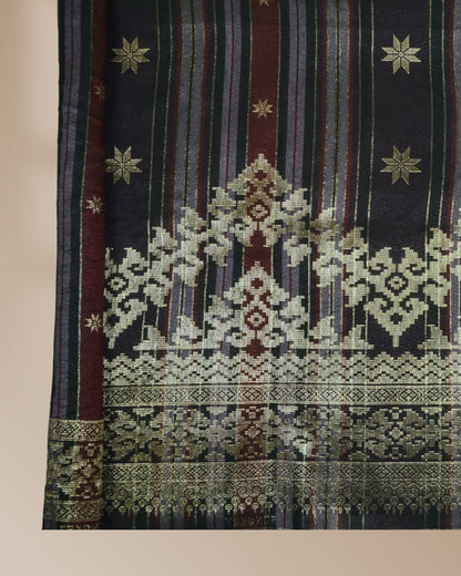 Songket Stripe Metallic Gold 44" Open Meter