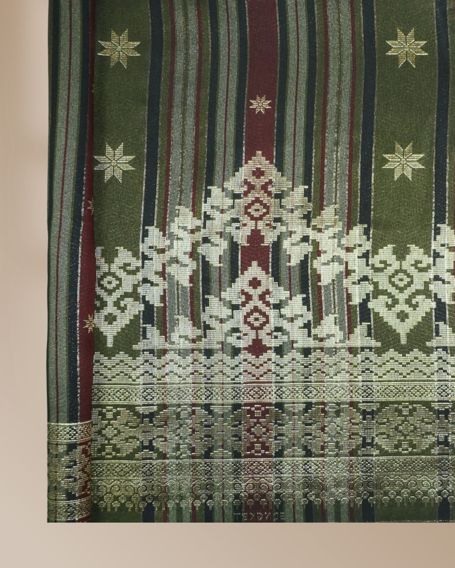 Songket Stripe Metallic Gold 44" Open Meter