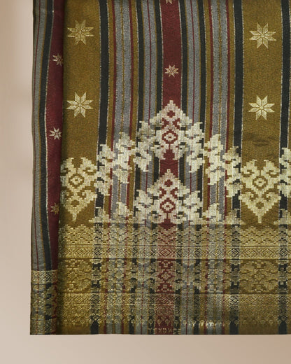 Songket Stripe Metallic Gold 44" Open Meter