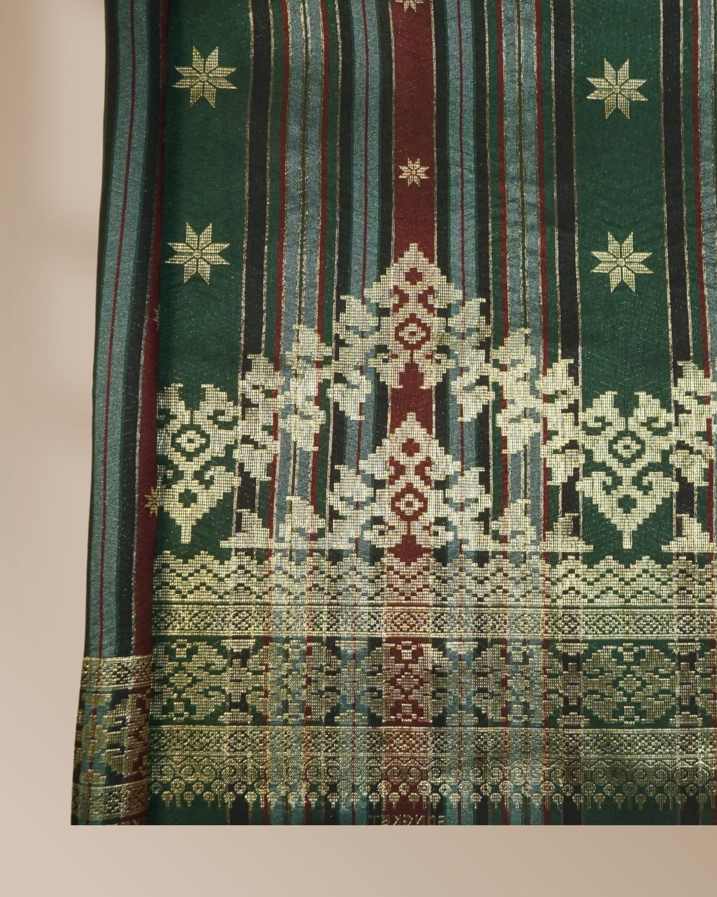Songket Stripe Metallic Gold 44" Open Meter