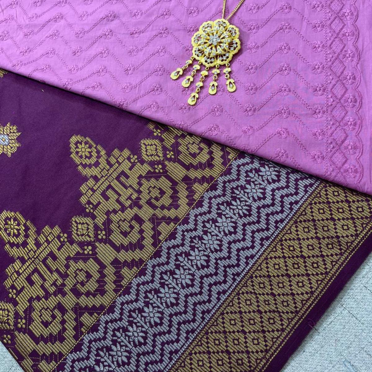 Bunga Tabur Songket and Mix Cotton Embroidery Combo Set