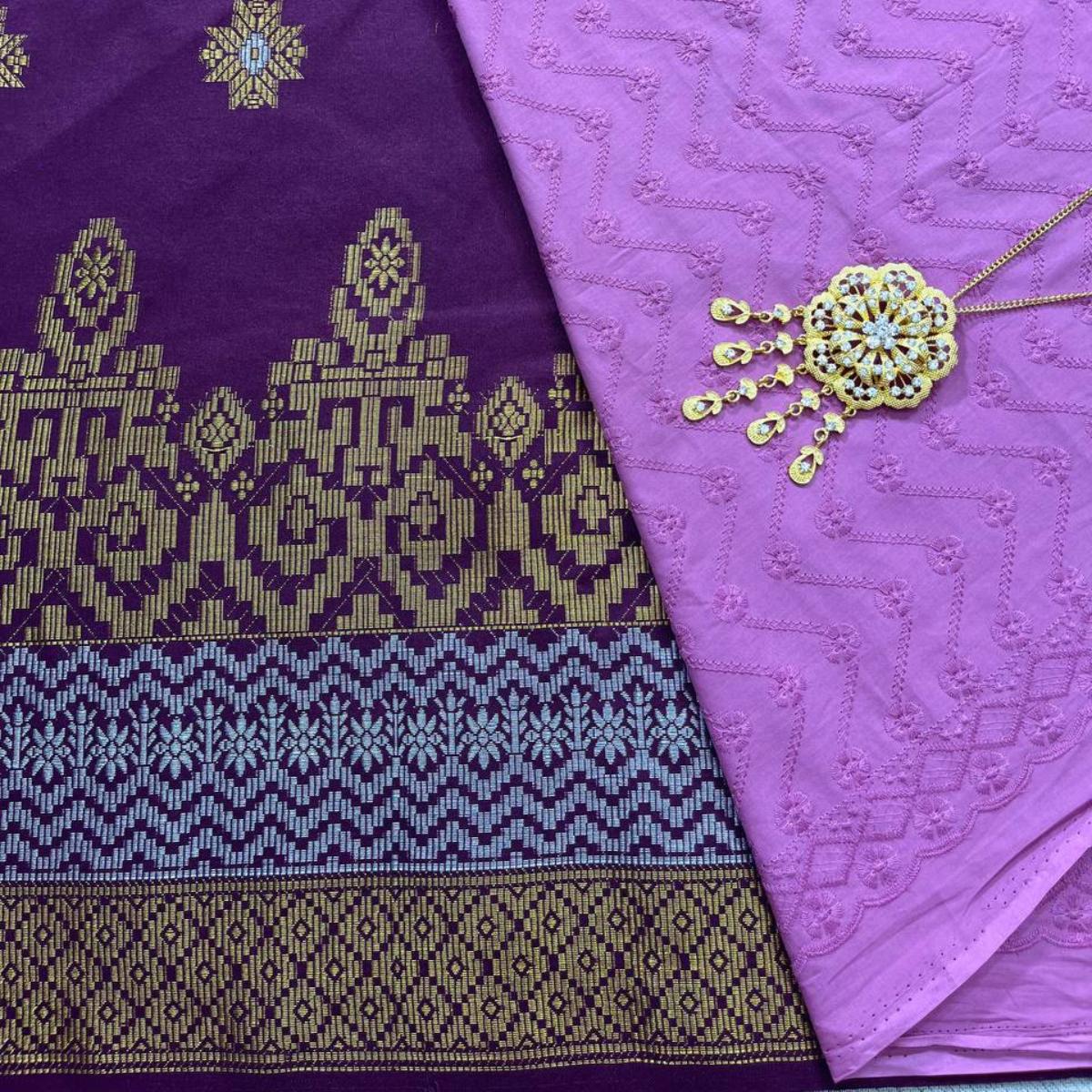 Bunga Tabur Songket and Mix Cotton Embroidery Combo Set