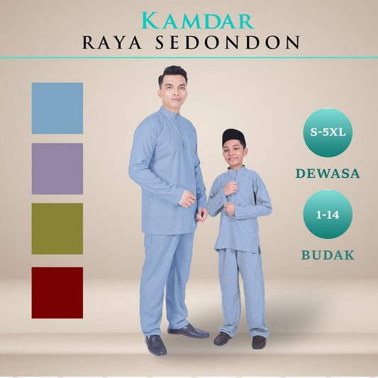 Mikail Baju Melayu Modern Slim Fit Sedondon Kain Toyobo Cotton (FREE SAMPIN) Baju Melayu Raya untuk Ayah & Anak 2025