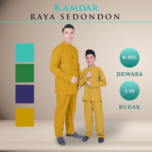 Mikail Baju Melayu Modern Slim Fit Sedondon Kain Toyobo Cotton (FREE SAMPIN) Baju Melayu Raya untuk Ayah & Anak 2025