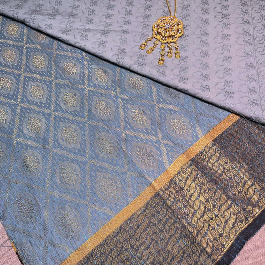 Pastel Border Songket with Mix Cotton Embroidery Combo Set