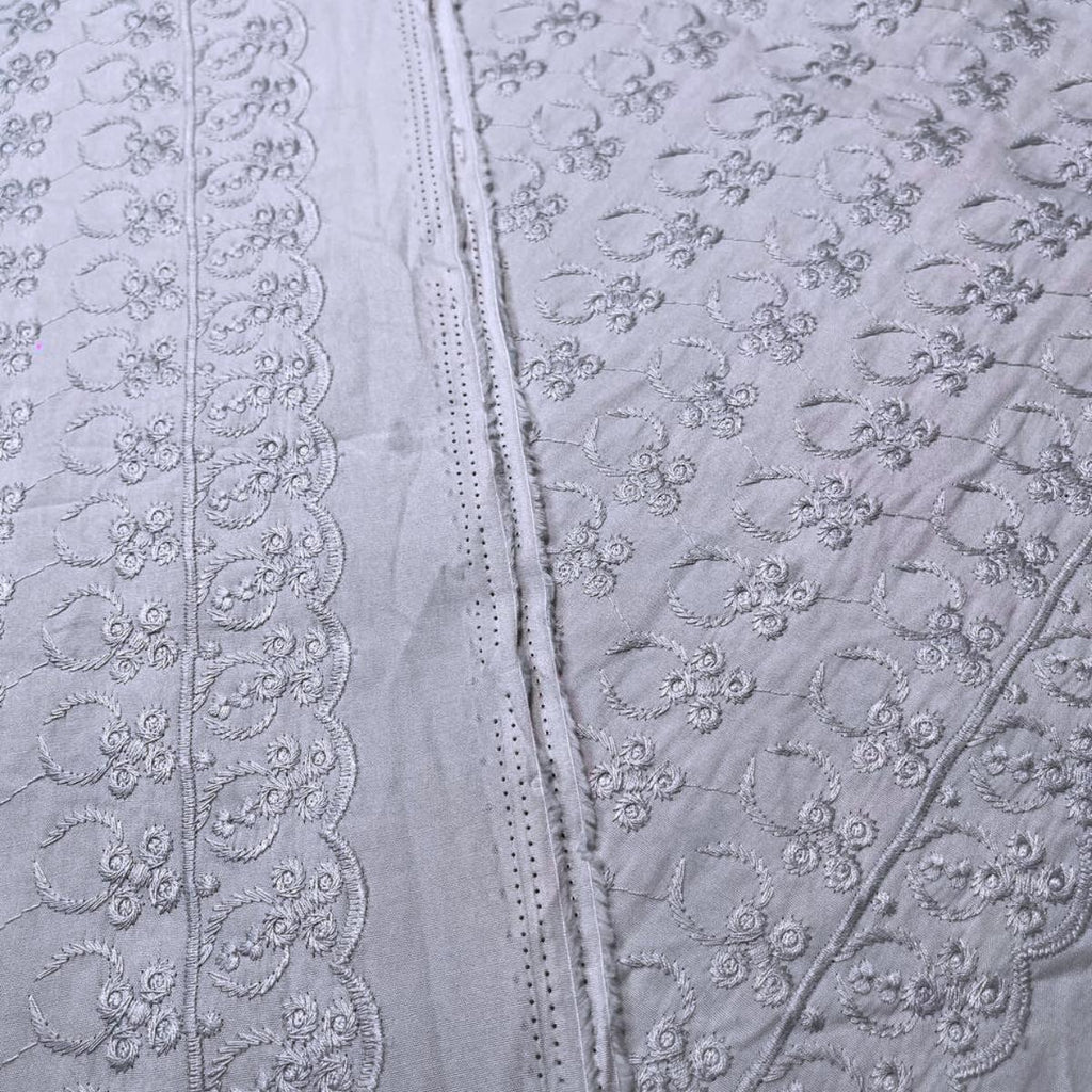 Pastel Border Songket with Mix Cotton Embroidery Combo Set