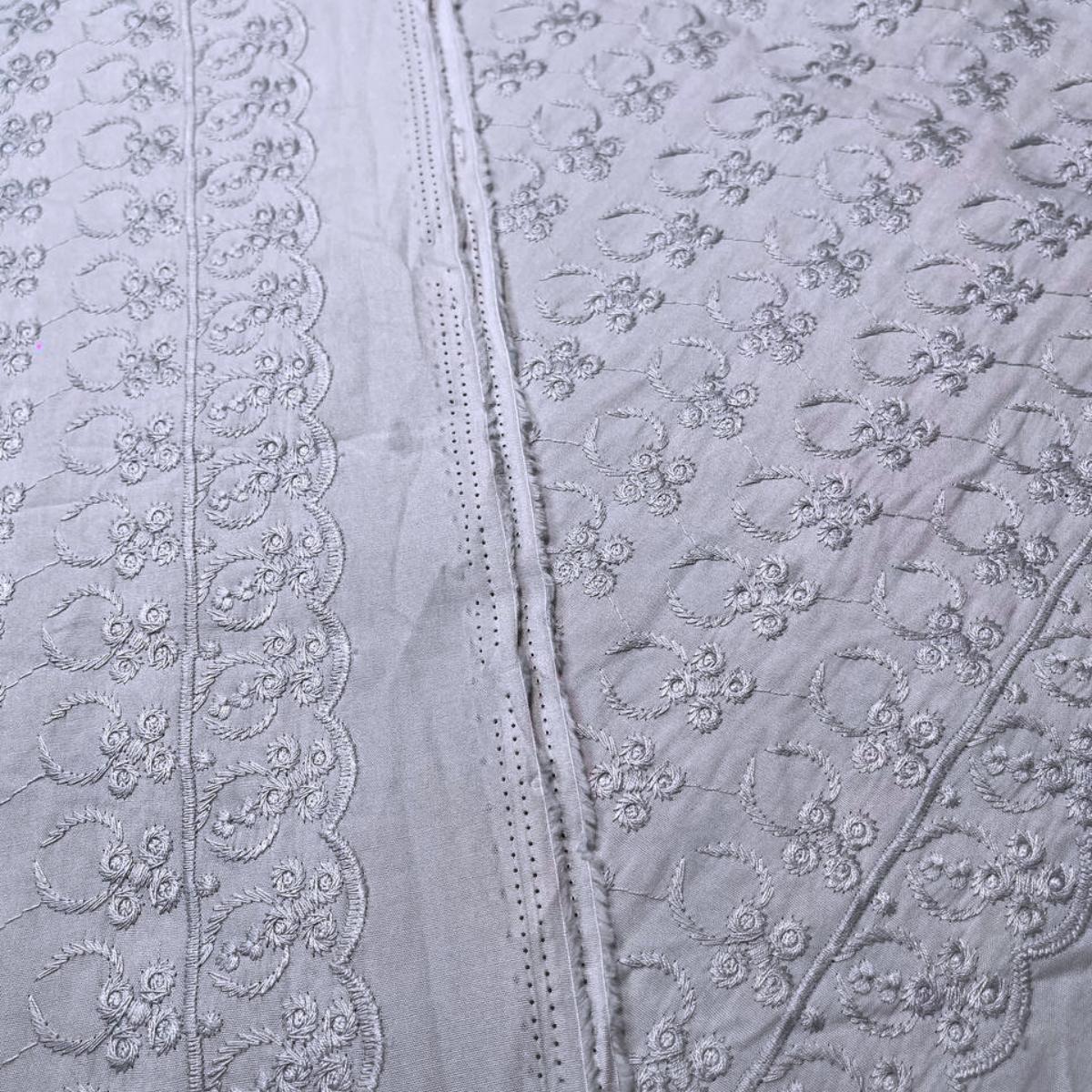Pastel Border Songket with Mix Cotton Embroidery Combo Set