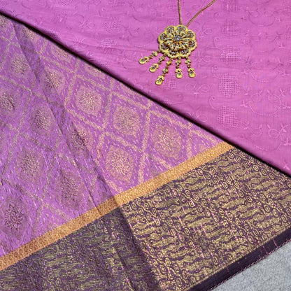 Pastel Border Songket with Mix Cotton Embroidery Combo Set