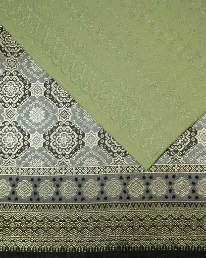 Cotton Cambric Embroidery with Two Tone Metallic Songket Combo Set