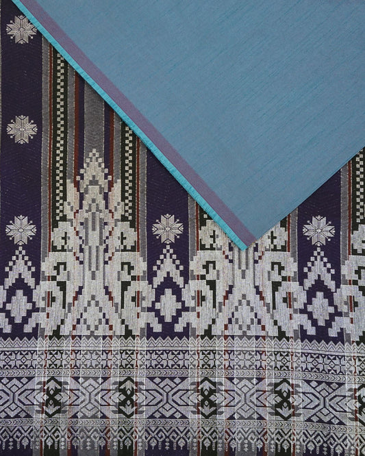 Combo Songket Stripe Silver With Plain Dupion