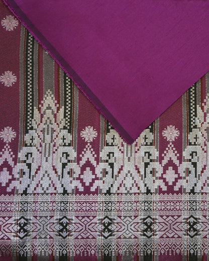 Combo Songket Stripe Silver With Plain Dupion