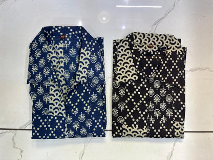 Dress In Cambric Cotton Bagru Print