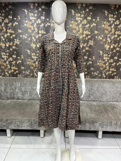 Dress With Kalamkari Print