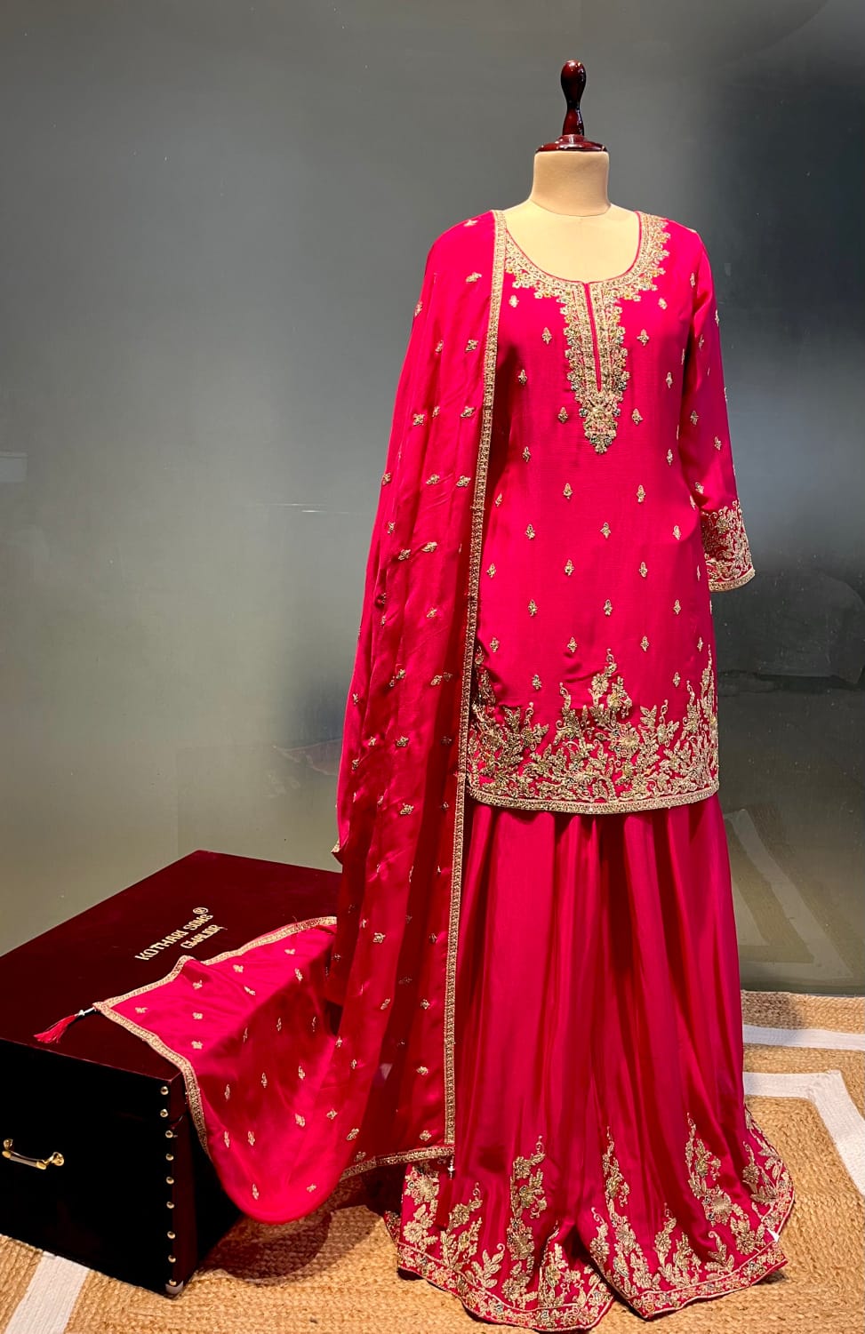 Gold Embroidered Sharara Set