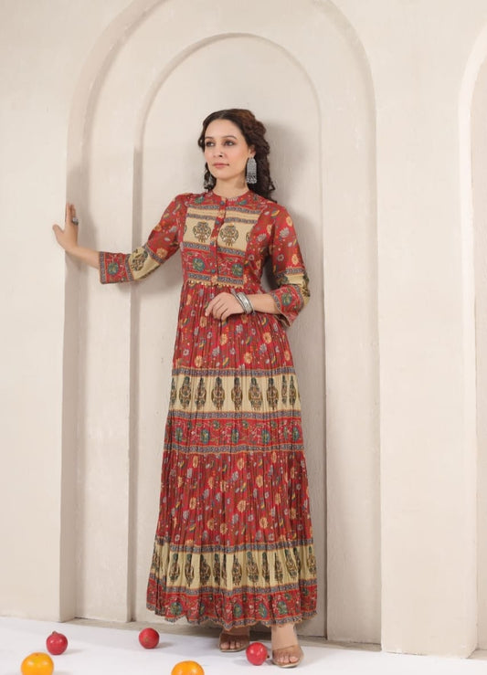 Ethnic Long Bagru Print Dress