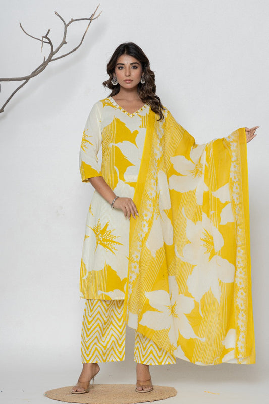 Kurti Set Ladies-3 pc set Cotton Design 1