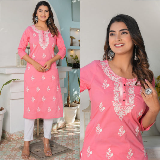 Long Kurti Chikan Kari Kurti