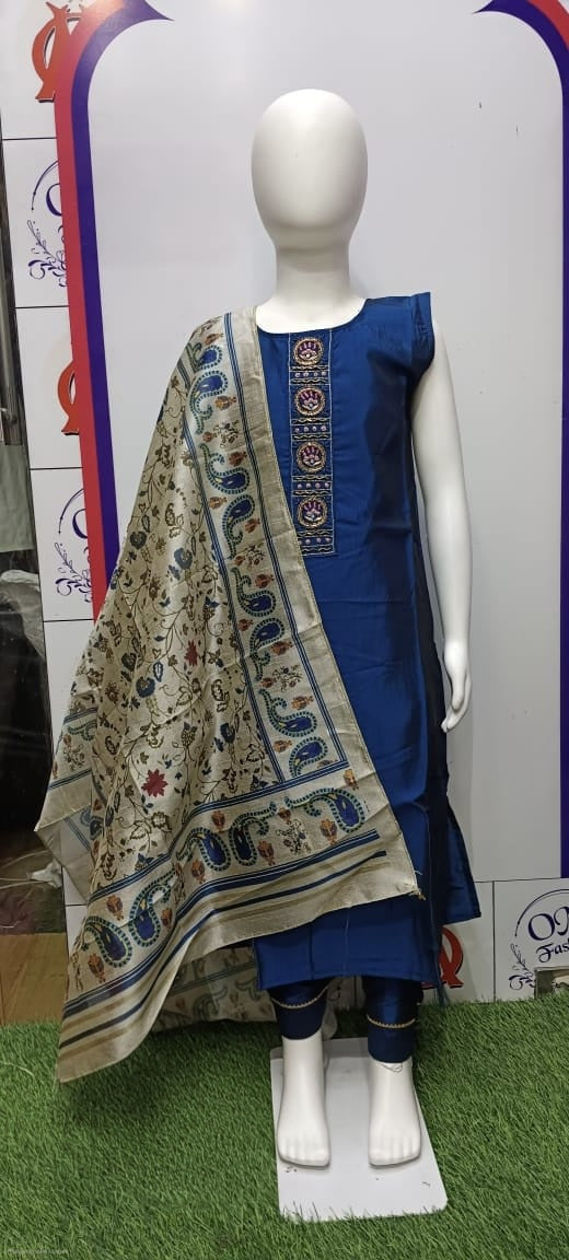 Girls embroidered suit Rangeela silk