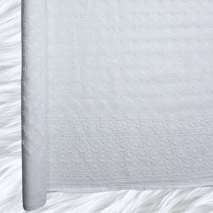 KAMDAR Cotton Lunara Chickan PC Embroidery  Bidang 44" Open Meter (Kain Ela) - Texture & Timbul