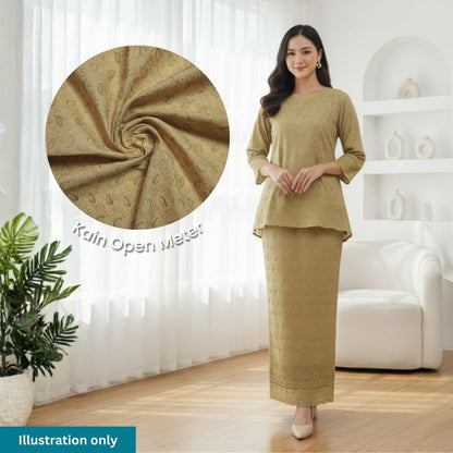 KAMDAR Cotton Alira Chikan Pc Embroidery Bidang 44" Open Meter (Kain Ela) - Texture & Timbul