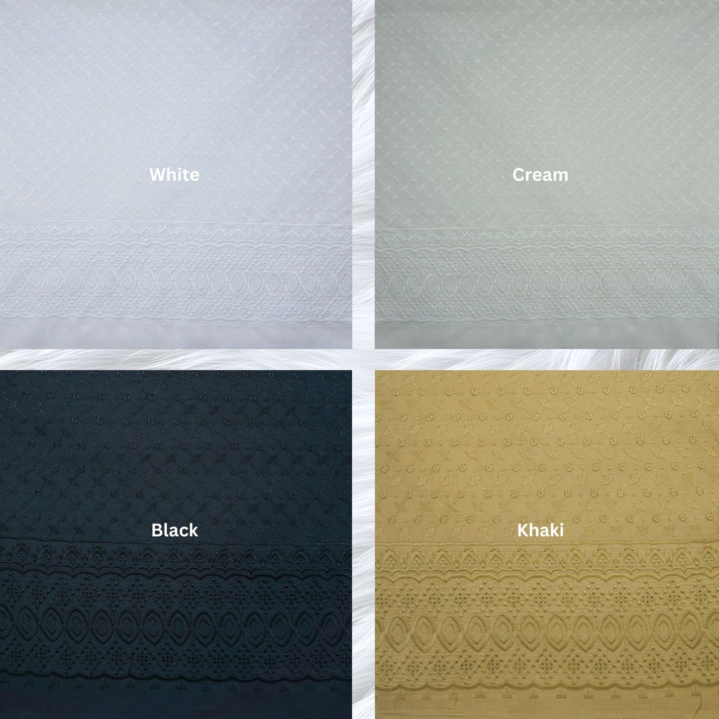 KAMDAR Cotton Zareen Chikan Pc Embroidery Bidang 44" Open Meter (Kain Ela) - Texture & Timbul