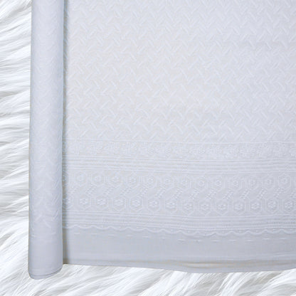 KAMDAR Cotton Liora Chikan Pc Embroidery Bidang 44" Open Meter (Kain Ela) - Texture & Timbul
