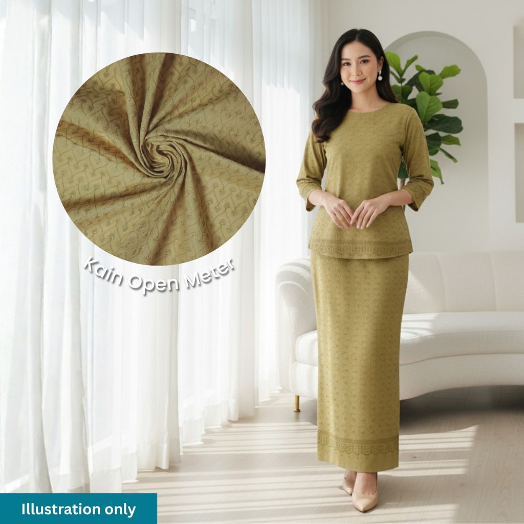 KAMDAR Cotton Sakura Chikan PC Embroidery Bidang 44" Open Meter (Kain Ela) - Texture & Timbul