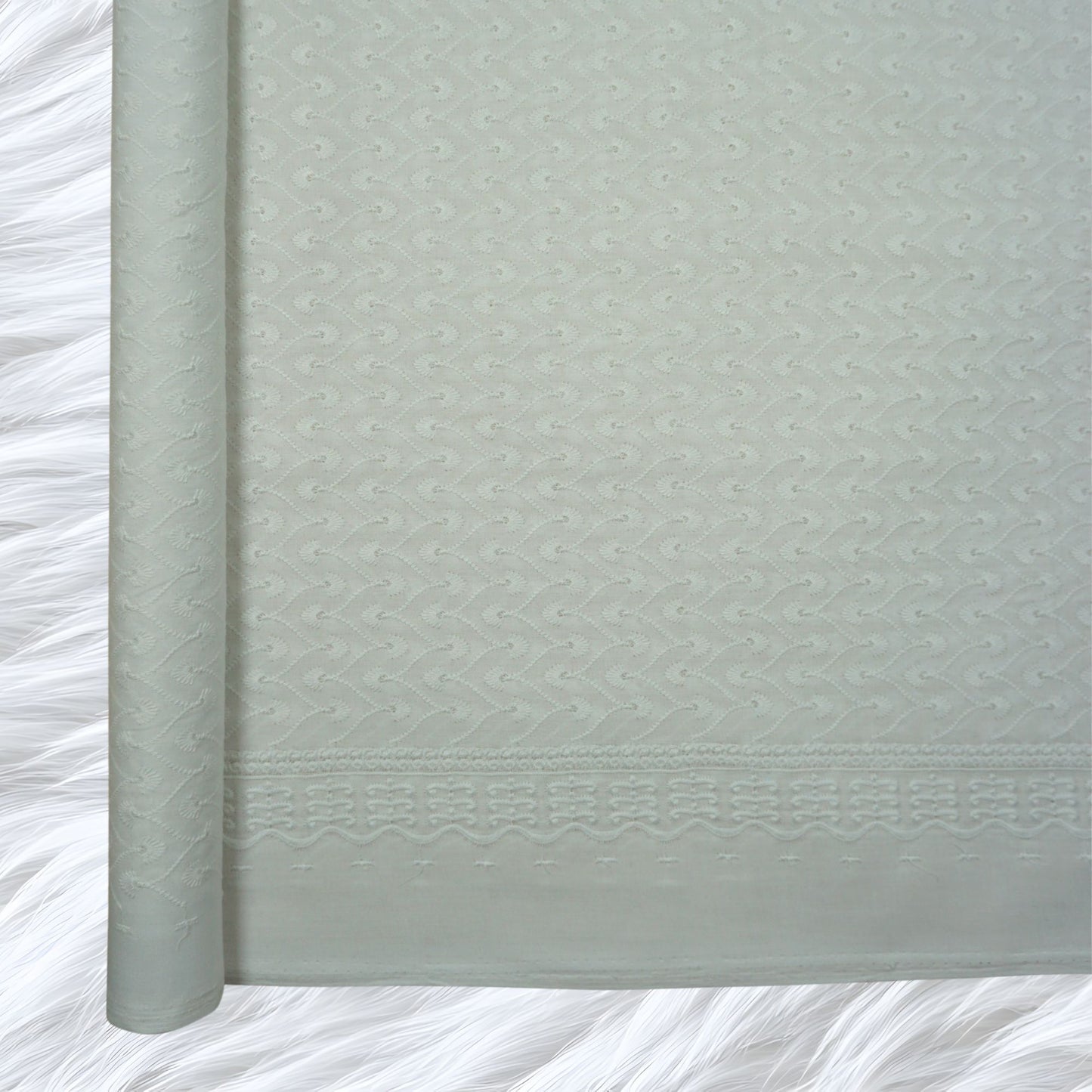 KAMDAR Cotton Sakura Chikan PC Embroidery Bidang 44" Open Meter (Kain Ela) - Texture & Timbul