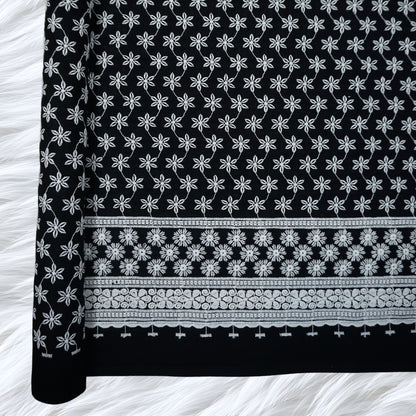 KAMDAR Cotton Cambric Embroidery 60S Bidang 44" Black White Open Meter (Kain Ela) - Texture & Timbul
