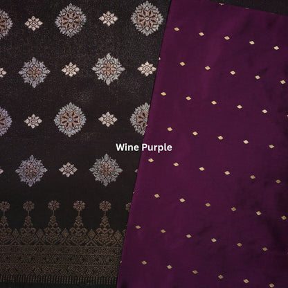 KAMDAR Combo Set Songket & Plain Tafetta Butti Gold Kain Pasang - Ironless & Tak Jarang