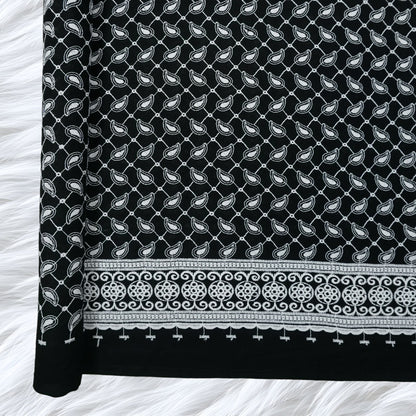 KAMDAR Cotton Cambric Embroidery Layla 60S Bidang 44" Black White Open Meter (Kain Ela) - Texture & Timbul