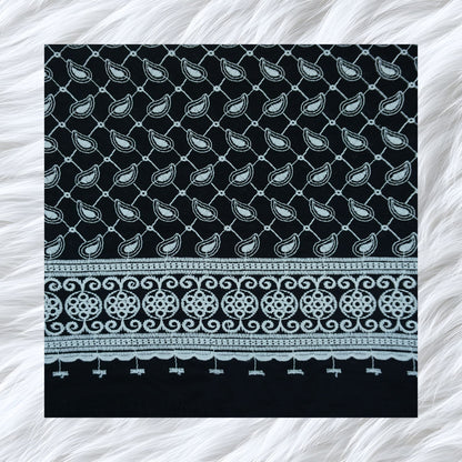 KAMDAR Cotton Cambric Embroidery Layla 60S Bidang 44" Black White Open Meter (Kain Ela) - Texture & Timbul