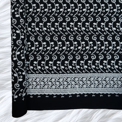 KAMDAR Cotton Cambric Embroidery Nayla 60S Bidang 44" Black White Open Meter (Kain Ela) - Texture & Timbul