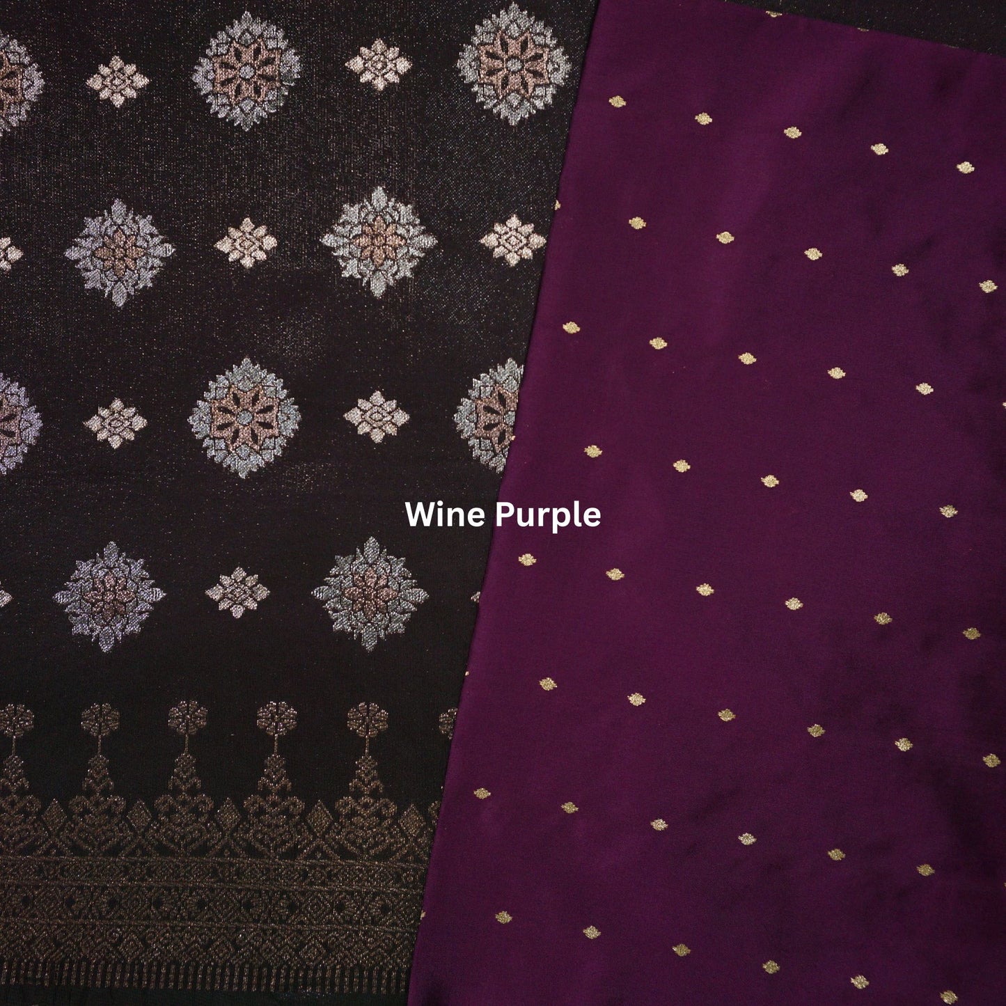 KAMDAR Combo Set Songket & Plain Tafetta Butti Gold Kain Pasang - Ironless & Tak Jarang